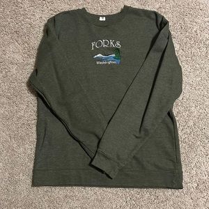 Twilight Inspired Forks Washington Moss Green Sweatshirt